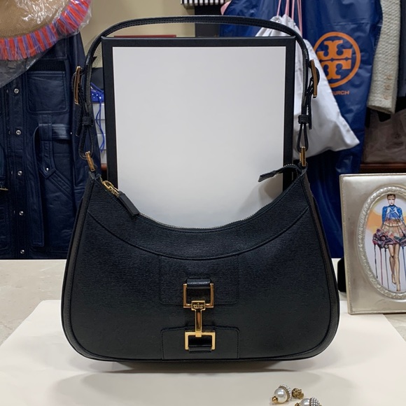 Gucci Handbags - MY GUCCI VINTAGE 1961 JACKIE BLACK GRAIN LEATHER SHOULDER BAG WITH GOLD ACCENTS